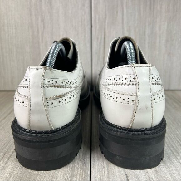 RARE Vintage Smack Creeper White Patent Leather Chunky Lace Up Boot Mens Size 9 - Picture 7 of 10